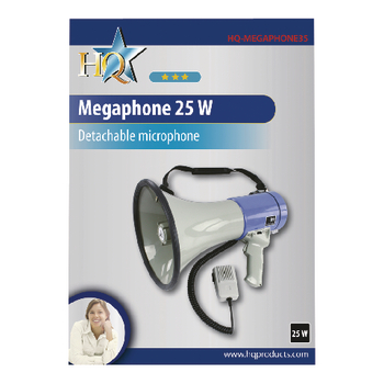 HQ-MEGAPHONE35 Megafoon 25 w ontkoppelbare microfoon wit/blauw Verpakking foto